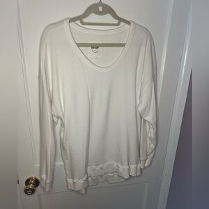 Aerie Lightweight White Cotton Sweatshirt – Seashell Detail, Size S​